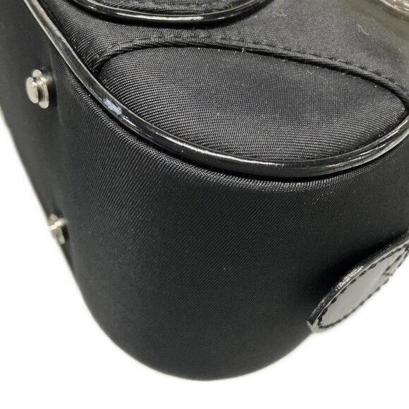 Auth DIOR/ChristianDior Double Saddle Black Nylon Patent Leather Handbag - Picture 7 of 16